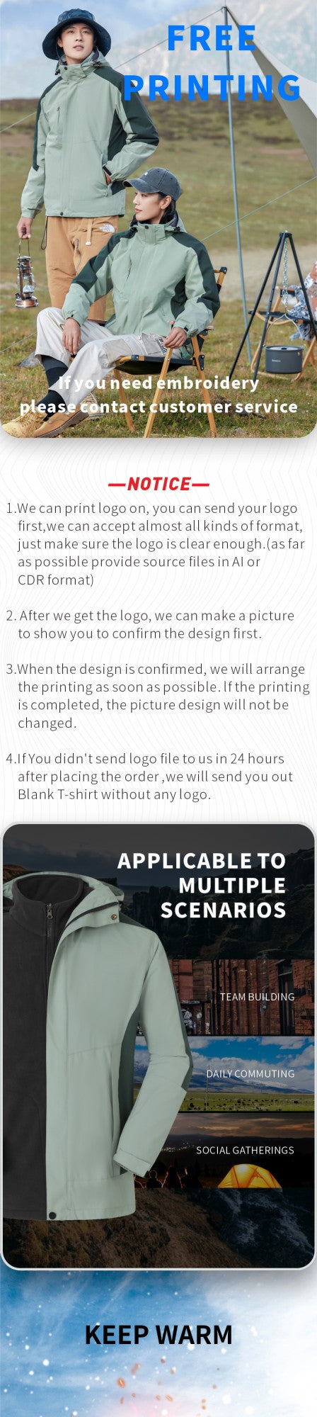 Customized Windbreaker printing free logo image picture thick fleece lined jackets outdoor sportswear windproof coat team clothi