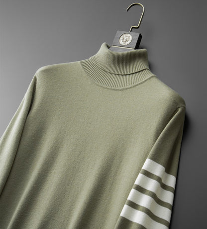 Luxury fashion brand men's knitted sweater autumn and winter new high-end striped design Korean version boutique casual pullover