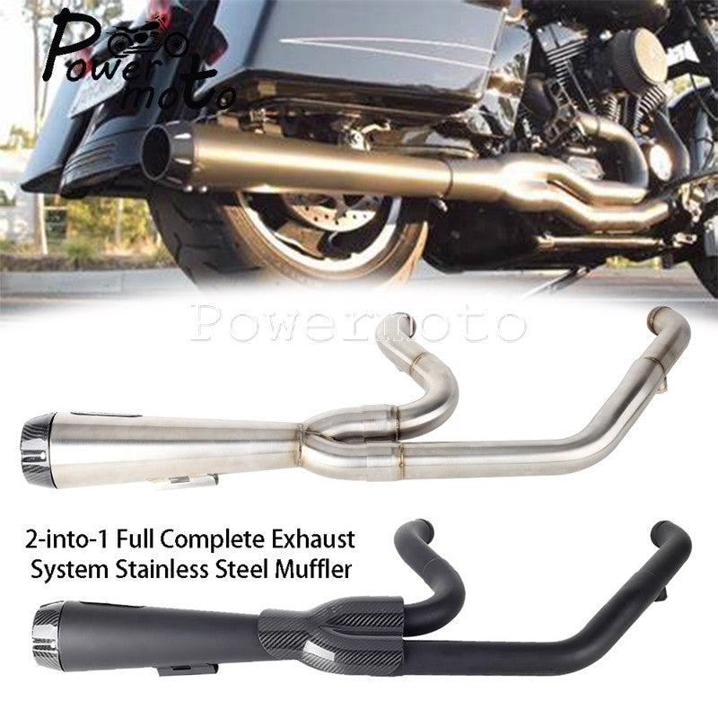 For Harley Softail Low Rider S ST EI Diablo Street Bob 2018-up 2-into-1 Motorcycle Complete Full System Exhaust Pipe Muffler