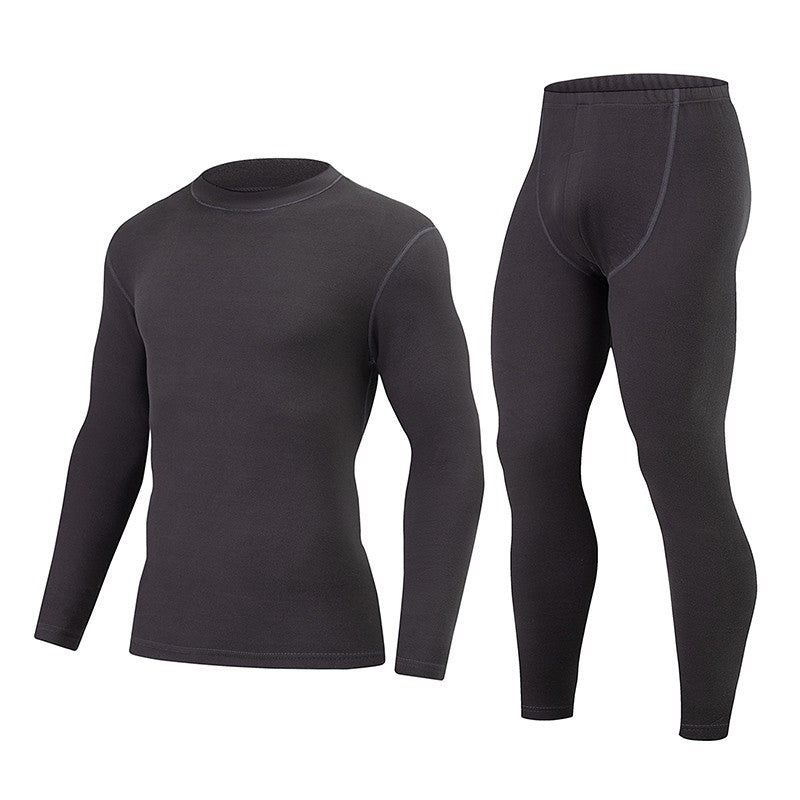 2-piece Autumn/Winter Men's Classic Fashion Basic Warm Underwear Set Loose Large Half High Collar Top T-shirt Elastic Waist Pant