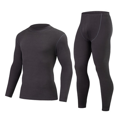 2-piece Autumn/Winter Men's Classic Fashion Basic Warm Underwear Set Loose Large Half High Collar Top T-shirt Elastic Waist Pant