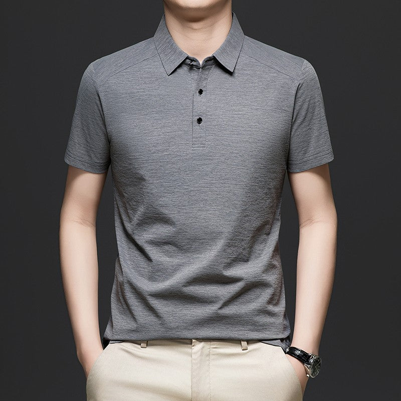 Summer business breathable short sleeved polo shirt with collar top, 2025 new item solid color collar short sleeved shirt