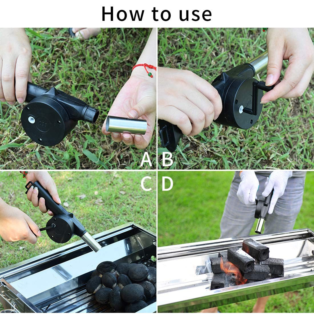 Portable Barbecue Fan BBQ Tools Fire Bellows Tools BBQ Accessories Hand-cranked Air Blower Picnic Camping Accessories
