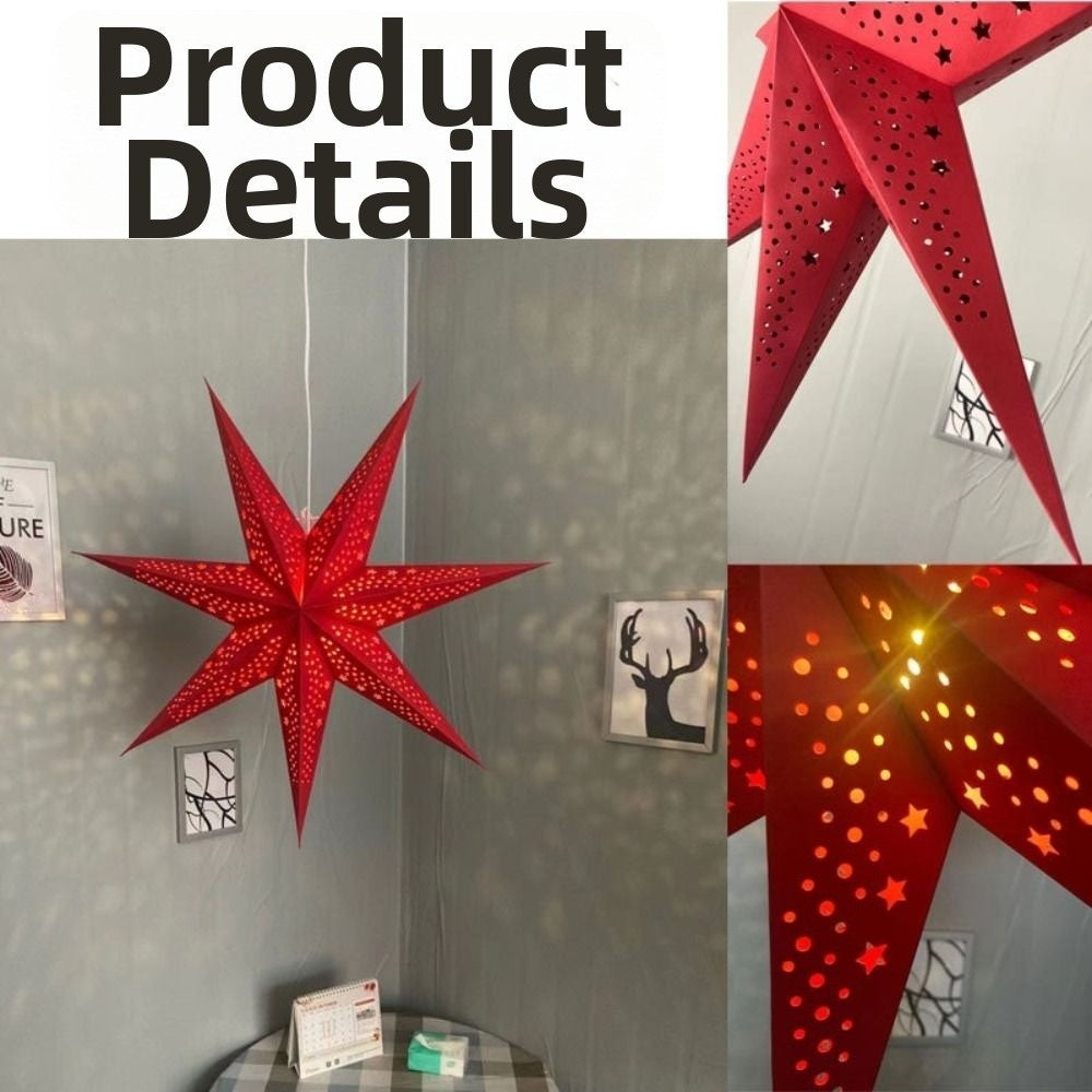 New 50/70cm Hollow Star Pendants Christmas Decorations Eid Mubarak Star Lanterns Folding Hanging Paper Stars Party Decorations