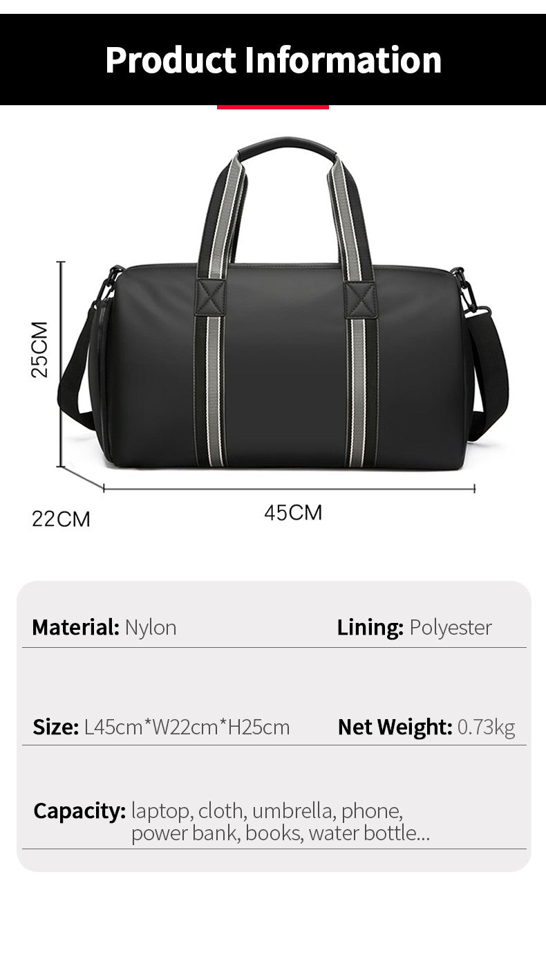 Men's Travel Bag with Wet Dry Separation Pocket Independent Shoe Case Large Capacity Gym Bag for Exercise Trip Motorbike Travel