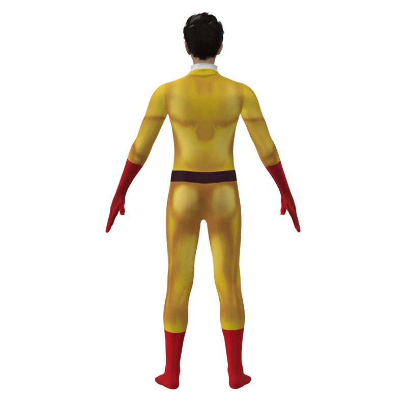 One Punch Man Cosplay Costumes For  Saitama Anime Cosplay Bodysuit Superhero Halloween Jumpsuits Outfits with Cloak Role