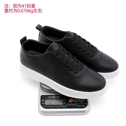Fashion Thick Sole Black White Soft Men Leather Shoes Platform Men Casual Board Shoes Walking Sport Shoes Lightweight Work Shoes