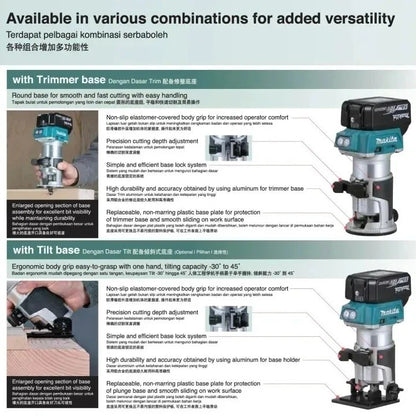 Makita DRT50 Original Aparador sem Fio Recarregável Máquina de Aparar Ferramenta de Fresagem sem Escovas para Ranhurar Madeira Máquina de Gravação