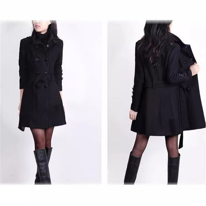 M-4XL Women Autumn Winter Faux Coat Casaco Feminino de Lã Batida Chantal Overcoat Slim Fit Long Double-Sided Woolen Windbreaker