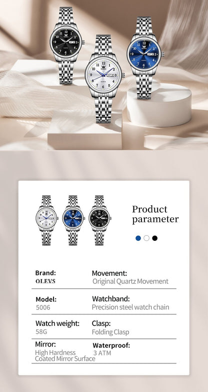 OLEVS Luxury Quartz Watch for Women Elegant Stainless Steel Women's Watches Gifts Waterproof Fashion Trend Simple Ladies Watch