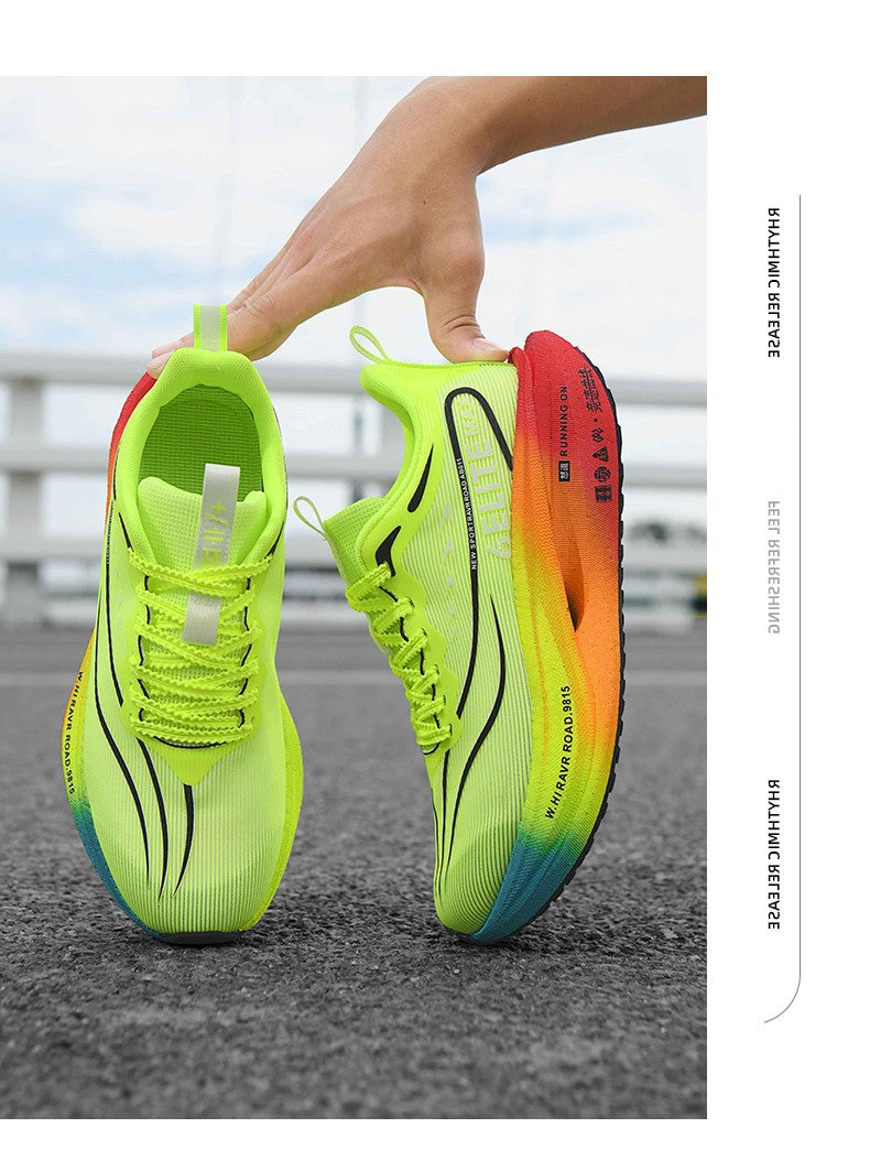 Fluorescence Running Shoes CarbonBoard Marathon Men Sports Breathable Women's Comfortable Athletic Casual Sneakers WearResistant