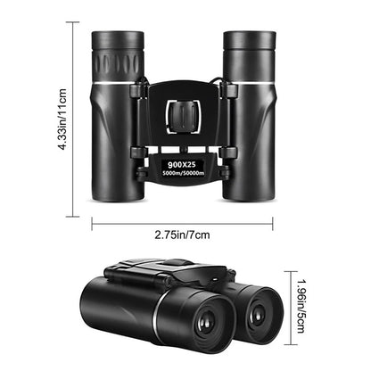 900x25 HD Zoom Binóculo Portátil Potente de Longo Alcance BAK4 Telescópio Binóculos Dobráveis para Baixa Luminosidade para Caça e Acampamento