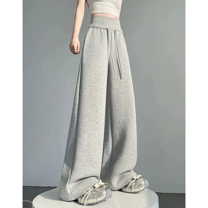 Girls Classic Fashion High Waist Pants Female Comfortable Straight Leg Trousers Lady Korean Baggy Casual Daily Pants