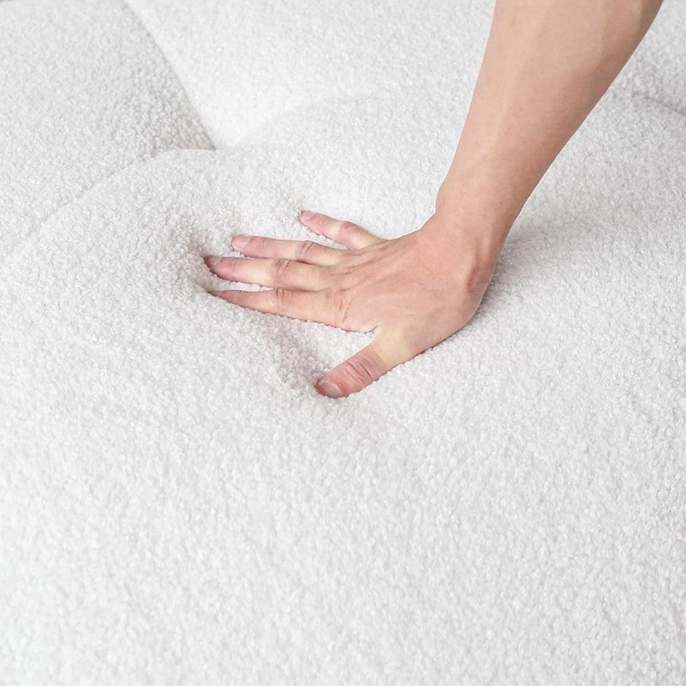 Cloud Shaped Floor Couches for Living Room, 90" Curved Boucle Sofa, Comfy Compressed Couch, Deep Seat Loveseat Sofa for Bedroom,