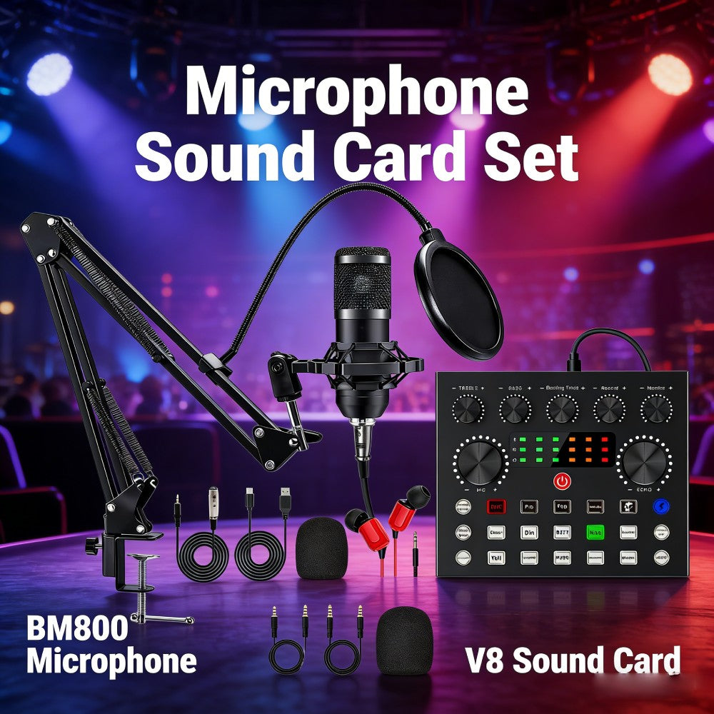 Kit Profissional de Microfone e Placa de Som para Podcast para PC, Smartphone, Laptop, Computador, Gravação de Vlog, Transmissão ao Vivo e YouTube