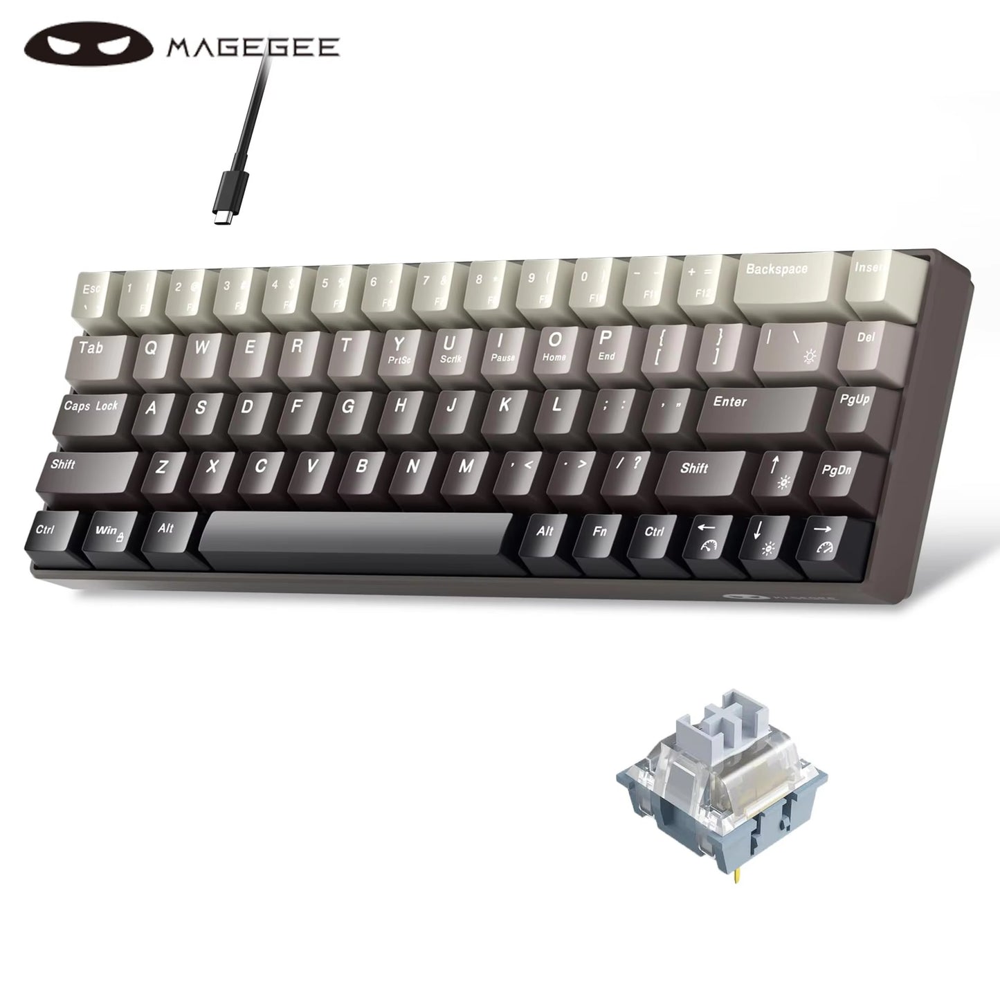 MageGee Portable 60% Mechanical Gaming Keyboard, MK-Box LED Backlit Compact 68 Keys Mini Wired Office Keyboard for Windows PC
