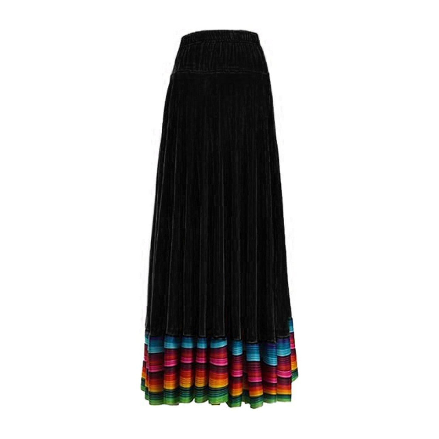 Dance Skirt with Colorful Stripes Colorful Folk Dance Skirt with Elastic Waist Large Swing Hem for Mexican Flamenco for Women