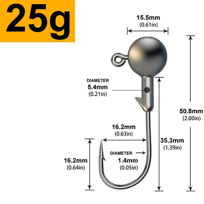 MrLurion 30pçs 1g 2g 3g 5g 10g 14g 18g 22g 25g 28g Anzol tipo jig head, anzol redondo para iscas soft e crank