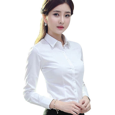 1pcs Woman Four Season Occupation Shirt Lady Casual Long Sleeve Turn-down Collar Shirt Female Working Clothes Formal Dress Tops