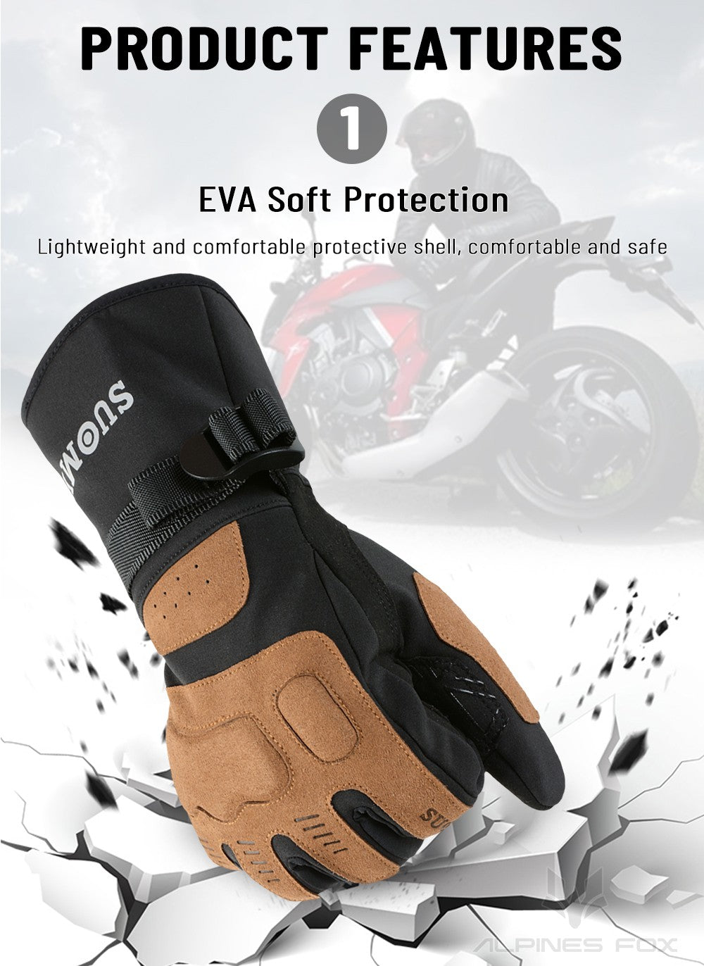 Luvas de Motocicleta Impermeáveis e Corta-Vento Guantes Moto Luvas de Pilotagem de Motocicleta Tela Sensível ao Toque Luvas de Motocross de Inverno