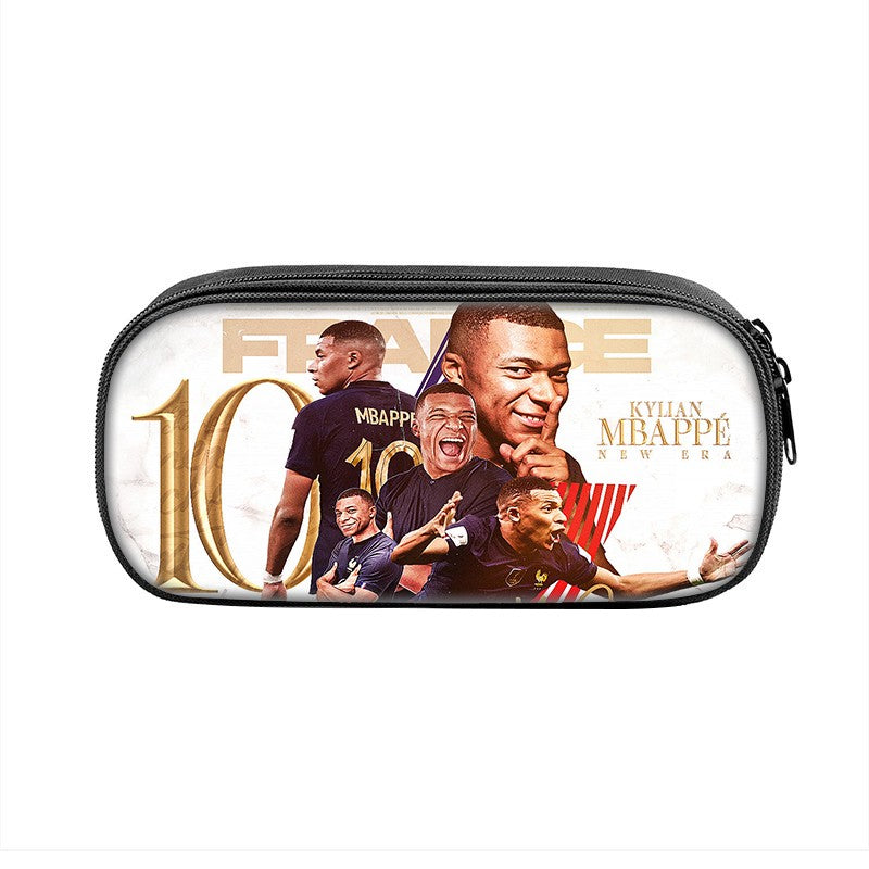M-Mbappe Conjunto de 3 Peças Bolsa Escolar Mochila Esportiva de Futebol com Bolsas de Ombro Estojo para Canetas Mochila Escolar Jogador Estrela para Melhor Presente