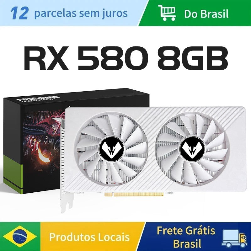 Placa de Vídeo MAXSUN AMD RX580 8GB GDDR5 256Bit 2048SP PCIExpress 3.0×16 Placas de Vídeo para Jogos Componentes de Computador de Mesa Totalmente Novo