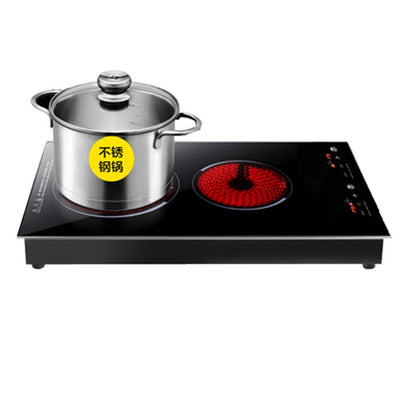 Fogão Elétrico de Duas Bocas com Aquecimento Duplo, Cooktop de Cerâmica, Indução, Eletrodoméstico de Cozinha, Superfície de Cozimento Vertical para Uso Doméstico