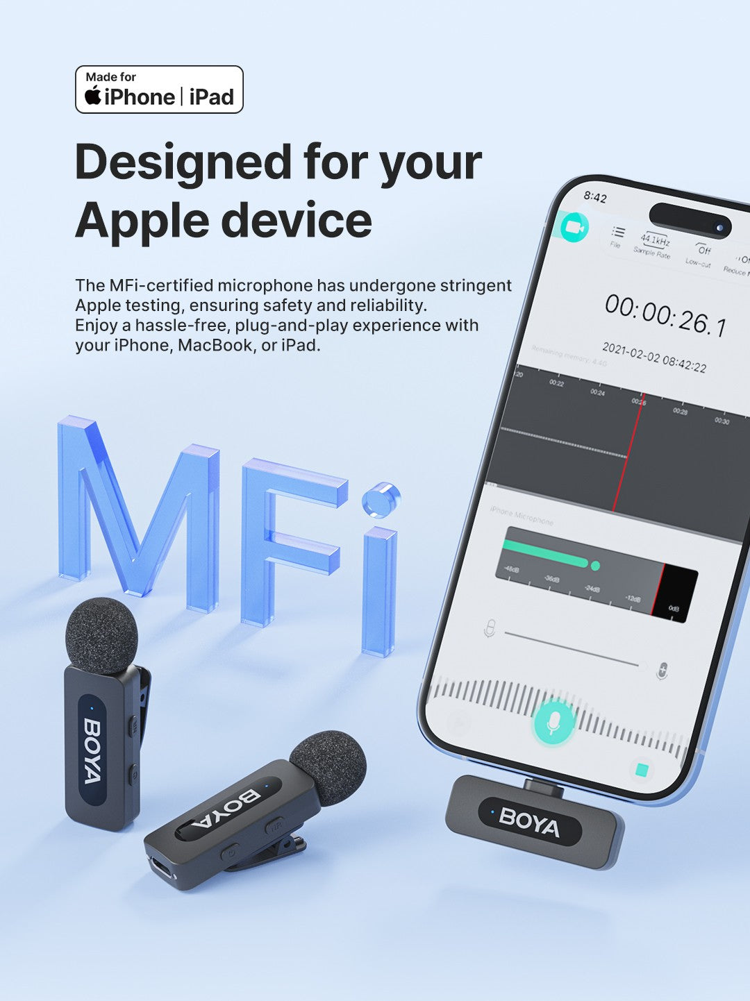 BOYA BY-V3 Microfone de Lapela Sem Fio com Cancelamento de Ruído Recarregável para iPhone Android Câmera Transmissão ao Vivo Vlogging
