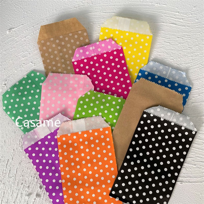 10/25/50 Pcs Small Sack Pouch Mini Dot Kraft Paper Bags Wedding Party Invitation Greeting Cards Paper Gift Bag Birthday