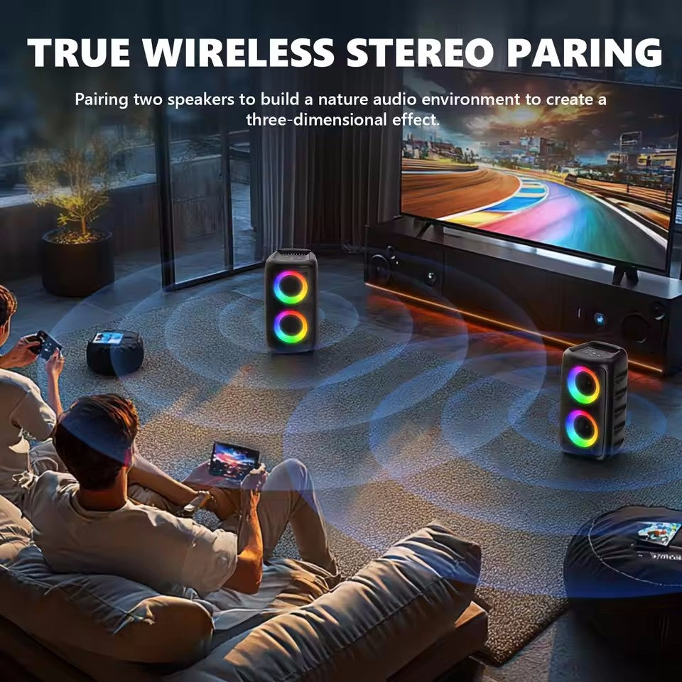 Wireless Karaoke Bluetooth Speaker Subwoofer Portable With Microphone Radio FM Lamp Machine Sound Box Music LED TWS Caixa De Som