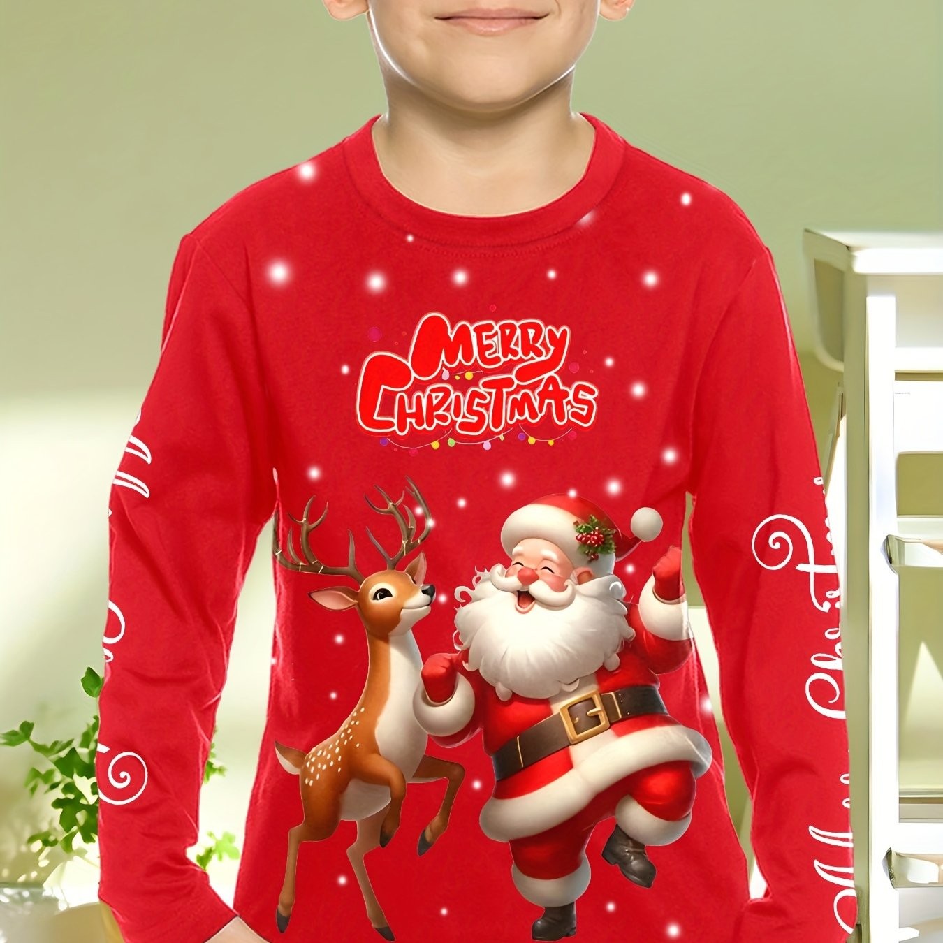 Children's Clothing Boys Tshirt Long Sleeve Santa Claus Print Children Spring Fall Clothes Stylish Christmas Party Girl Clothes