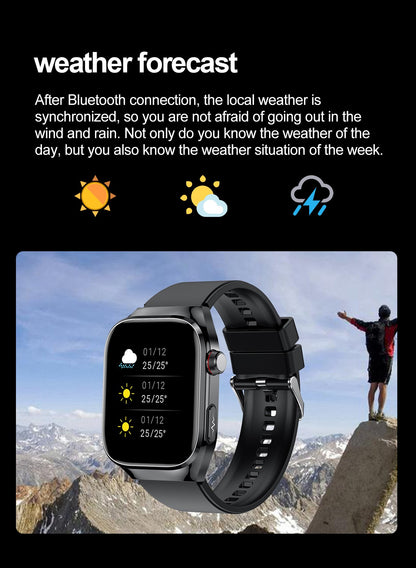 2025 Novo Smartwatch Tela AMOLED de 2.04 polegadas Chamada Bluetooth IP68 À Prova D'água 650mA Smartwatches Esportivos Masculinos Android Grau Militar