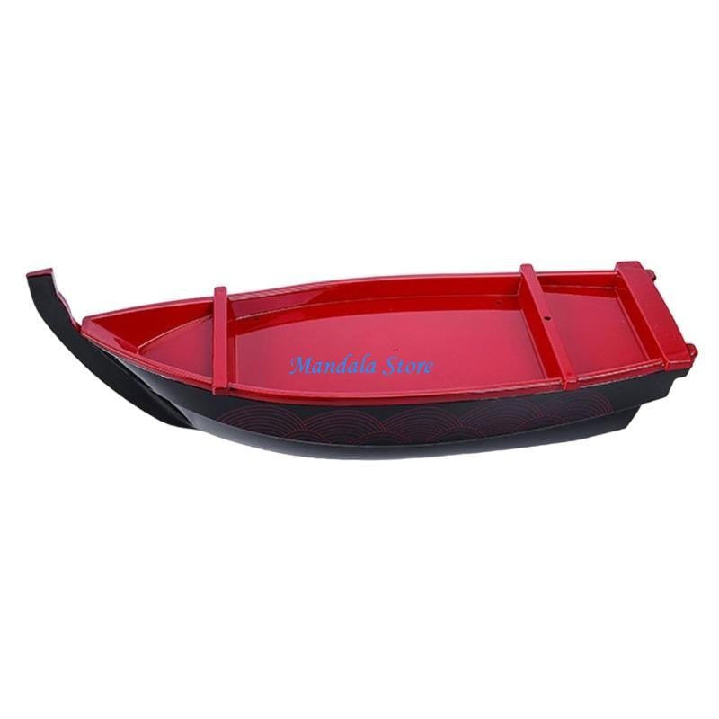 U2JC Ship Sushi Plate Sashimi Serving Tray Creative Display Plate Plastic Texture for Home and Restaurant Use