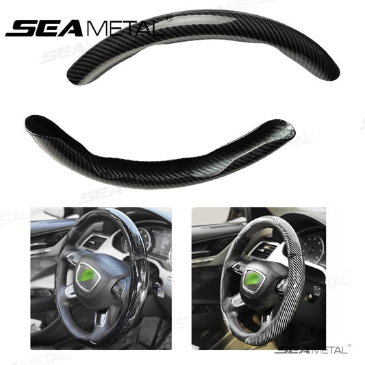 SEAMETAL 2/3Pcs Car Steering Wheel Cover Carbon Fiber Anti-Slip Steer Wheel Protector Cover 38cm Universal Car Protection Cover