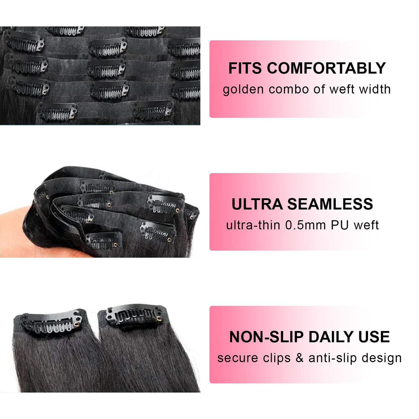 Cabelo Humano Liso Bone Clip In 2/3/5 Pçs/Conjunto 100% Natural Não Processado Brasileiro Virgem Aplique de Cabelo para Mulheres