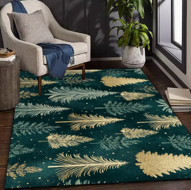 Christmas Luxurious Carpet Theme Indoor Area Living Room Mat Edge Large Mat Suitable for Bedroom Mats Window Sill Holiday Rugs