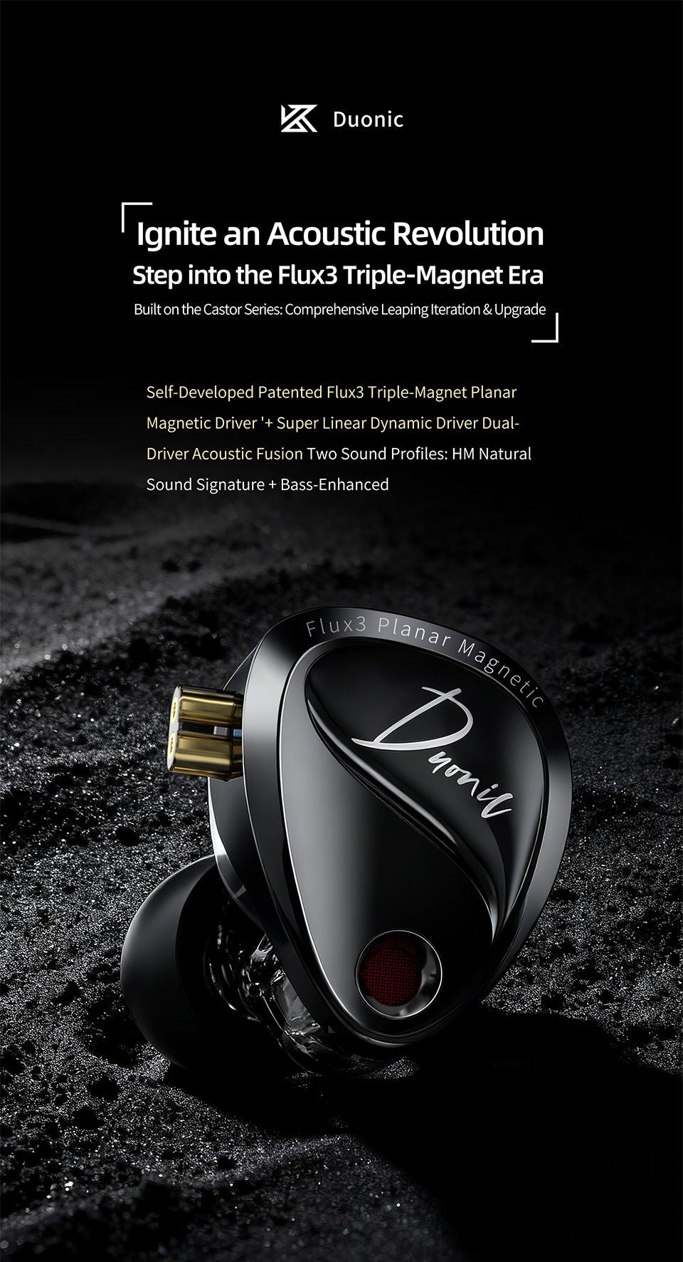 KZ Duonic HiFi Earphones with Super Stroke Three Magnetic Planar Driver HM Acoustic Tuning