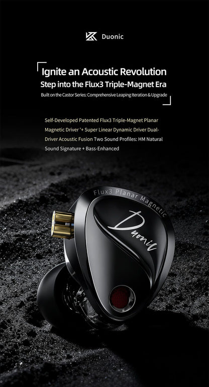 KZ Duonic HiFi Earphones with Super Stroke Three Magnetic Planar Driver HM Acoustic Tuning