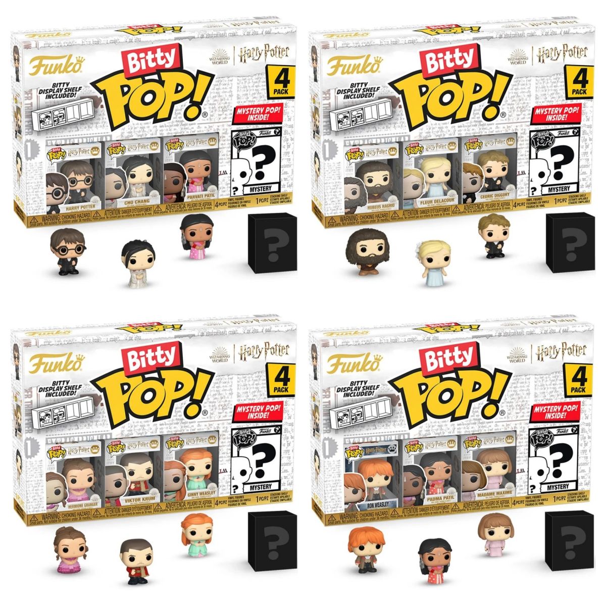 Funko Bitty Pop Harry Potter Series Caixa Surpresa Hagrid Hermione 4 Pack Mini Figura de Vinil Colecionável Edição Limitada Modelo Brinquedo Presente