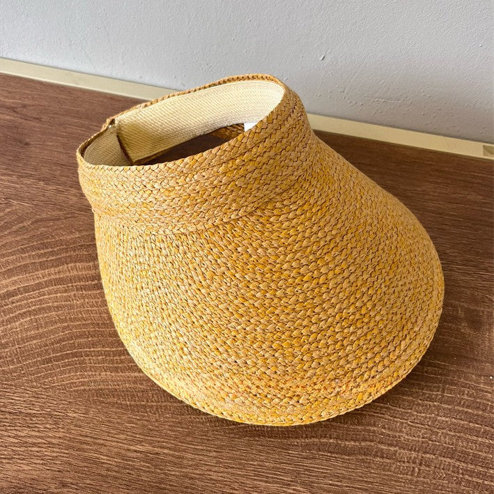Chapéu de Sol Feminino USPOP de Verão com Aba Grande, Estilo Tiara de Ráfia, Casual e Aberto, para Praia