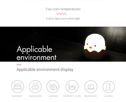 Duck Silicone Night Light for Children With Timer Usb Rechargeable Dimming Touch Lamp Sleeping Bedroom Cartoon Animal Decor Gift