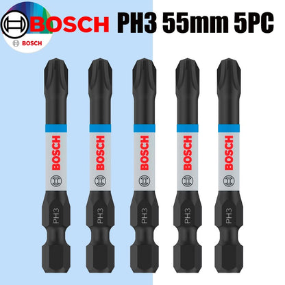 Pontas de chave de fenda de impacto BOSCH PH/PZ 55mm Aço modificado S2 Processo de tratamento térmico Ferramentas de fixação de alta durabilidade