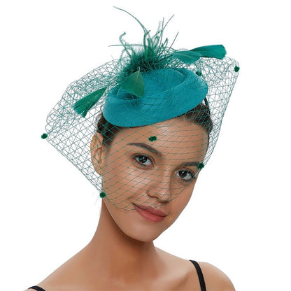 Fascinator Hat Veil Feather Fascinator Hair Clip Tea Party Pillbox Derby Hat Fascinator Bridal Wedding Veil