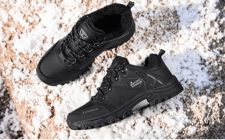 Botas de Neve Masculinas de Inverno Impermeáveis de Couro Tênis Super Quentes Botas Masculinas Botas de Caminhada ao Ar Livre Sapatos de Trabalho Tamanho 39-47