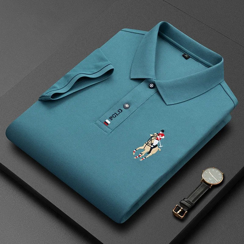 Summer New Embroidered Cotton Short Sleeved Polo Shirt for Men's Fashion, Casual, Comfortable, and Breathable T-shirt Top