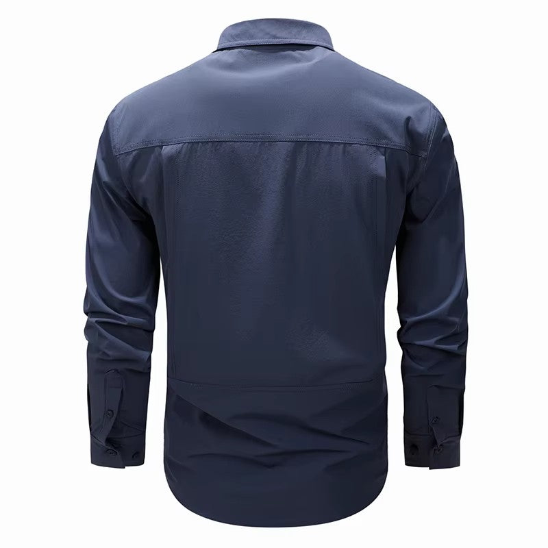 Spring Men Long Sleeve Shirts Mens Tactical Work Outdoor Cargo Shirts Men Summer Casual Breathable Quick Dry Safari Hiking Shirt