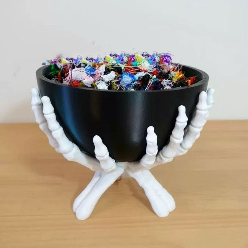 Halloween Candy Bowl Gothic Skeleton Hands Candy Storage Holder Multifunctional Halloween Organizer Holder Scary Home Decoration