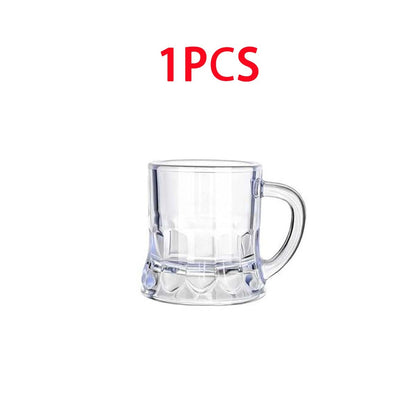 1/6Pcs Mini Clear Beer Stein, 2oz Beer Mugs, Shot Glasses for Drinking Beer Festival Birthday Party Supplies, Wedding Wine Glass