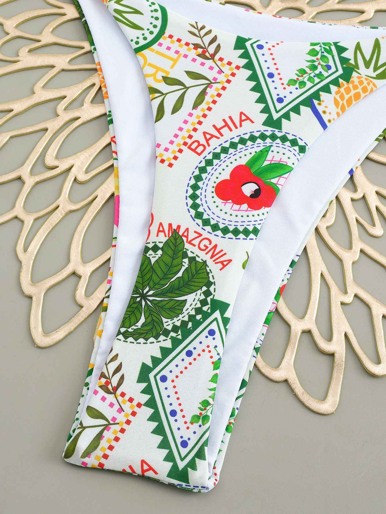 Sexy Cherry Print Triangle Brazilian Bikini Push Up Swimsuit 2 Piece String Bandage Bikinis Swimwear Women Thong Bathing Suit