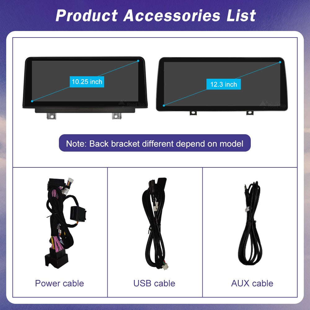 Tela de toque multimídia 1920*720 para BMW Série 1/2/3/4 F20/F21/F22/F30/F31/F33/F34/F36, sistema Android Auto NBT com Carplay sem fio